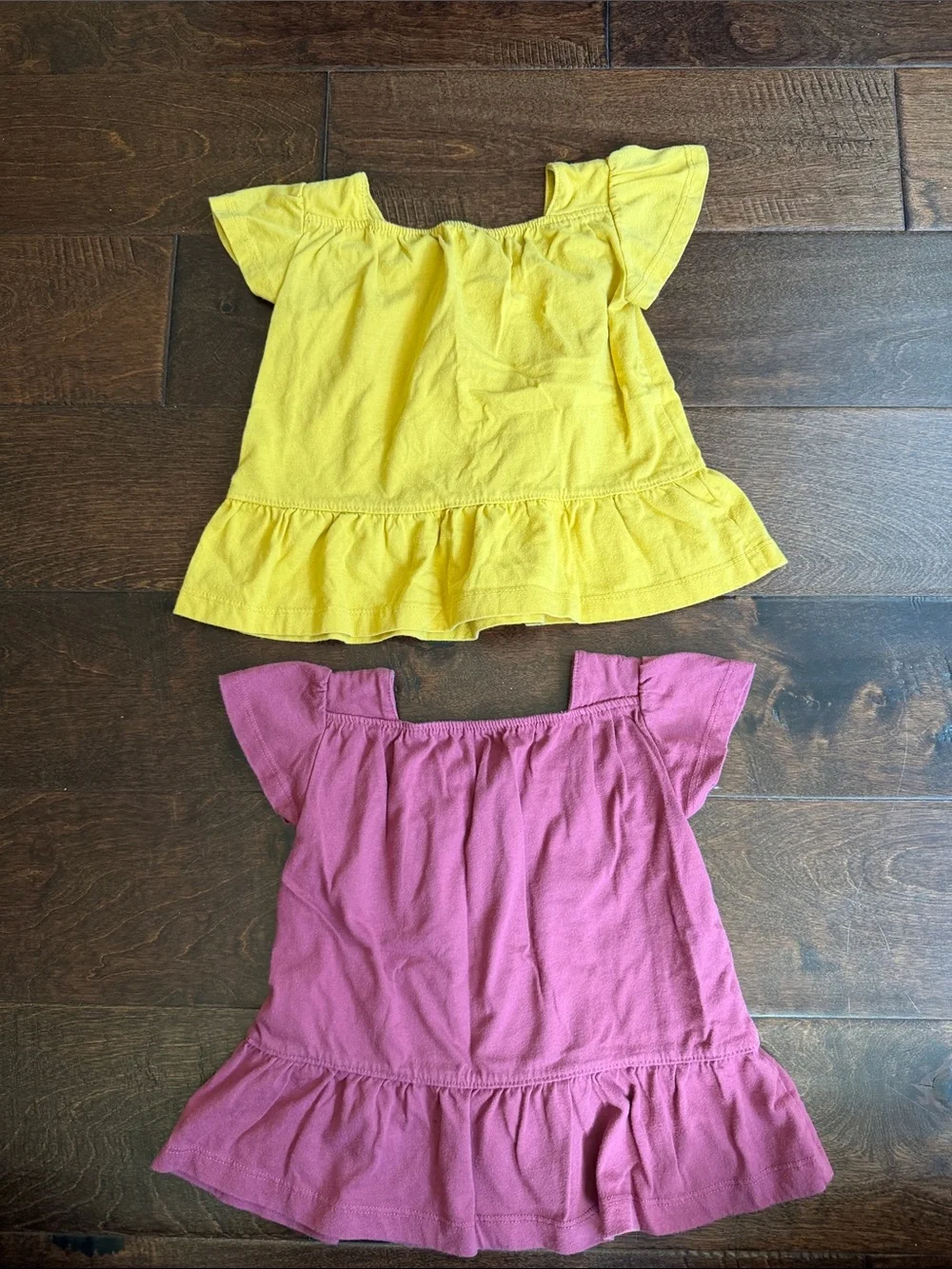 2T Fall Girls' Cotton Flutter Sleeve Shirt - Muted Berry and Yellow